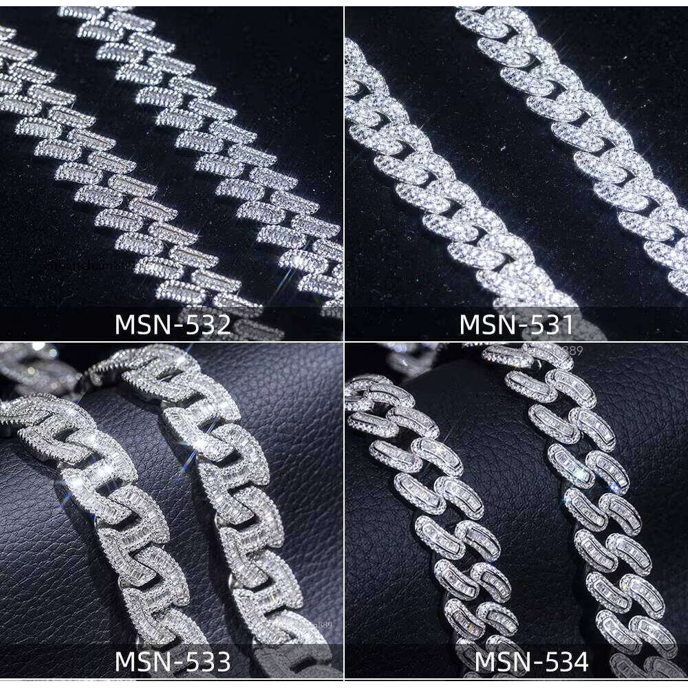 Necklace Ice Out Pure Sier Carbon Silicon Stone Cuban Chain Hip Hop JewelryHip hop jewelry bracelet necklace