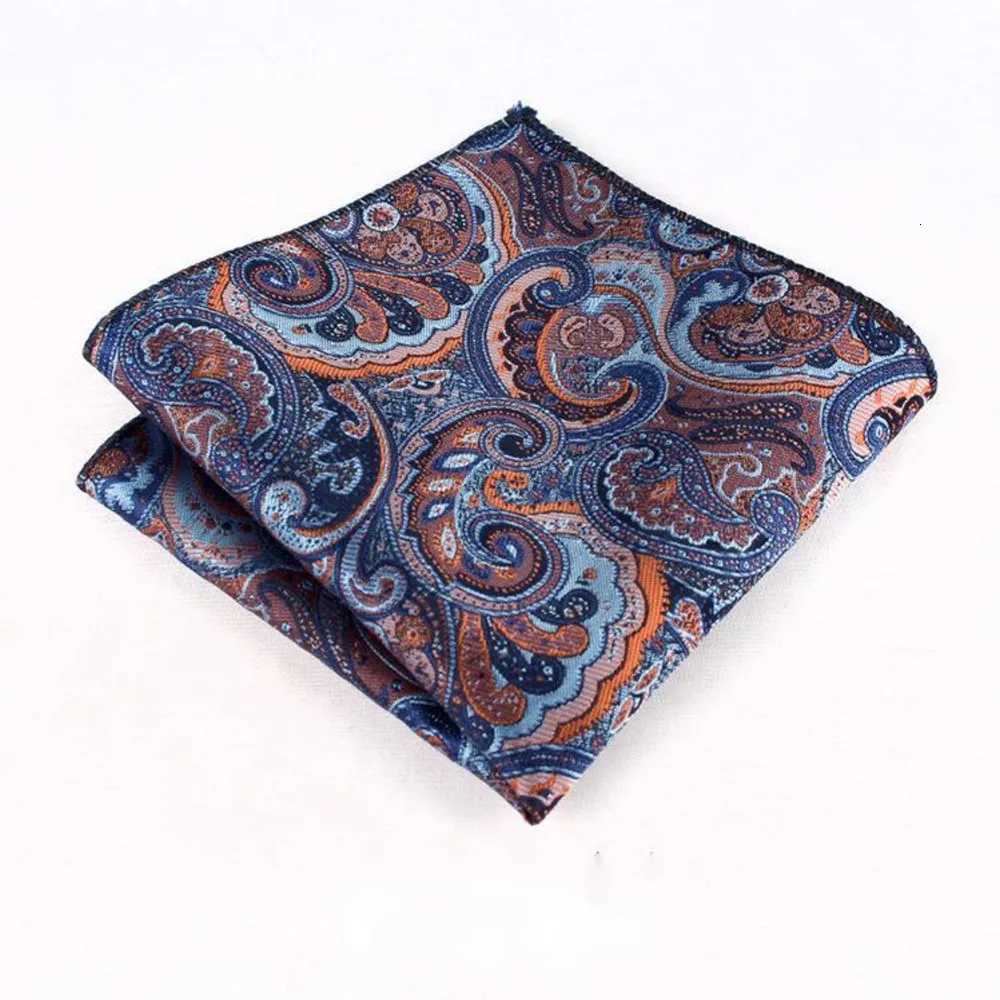 23cm Paisley Pattern Handkerchief Mens Formal Navy Brown Pocket Square Towel Gro Wedding Suit Hanky Host Chest Small Scarf Y251024