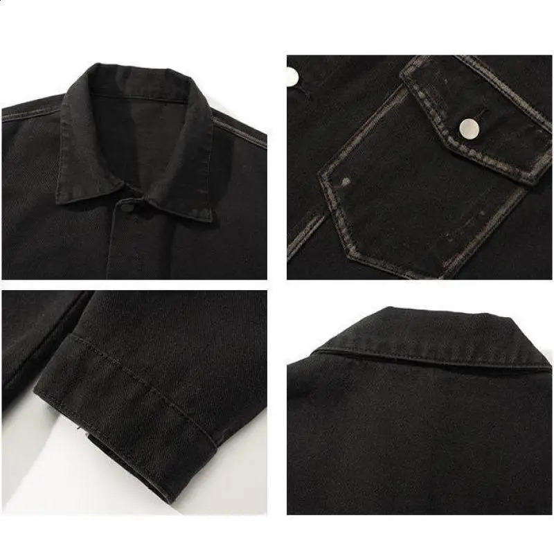Mens Autumn Single Breasted Long Sleeve Denim Jacket with Lapel Casual Workwear Coat Vintage Streetwear Fashion MXXXL 251017