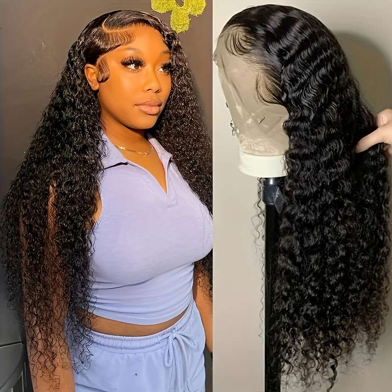 Wave 250 Density 13x6 HD Pre Plucked Deep Curly Glueless Wig Virgin Human Hair Lace Front Wigs
