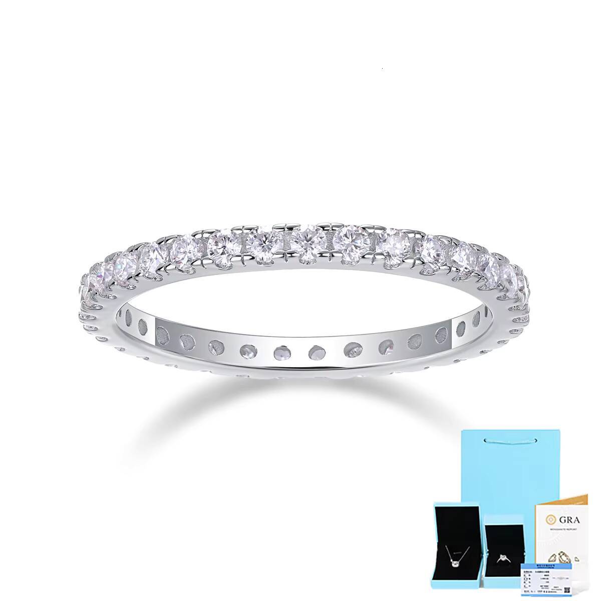 New Customized Solid Gold Jewelry 10K 14K 18K Gold Ring Brilliant 925 Silver Moissanite Eternity Band Ring Weddings Parties