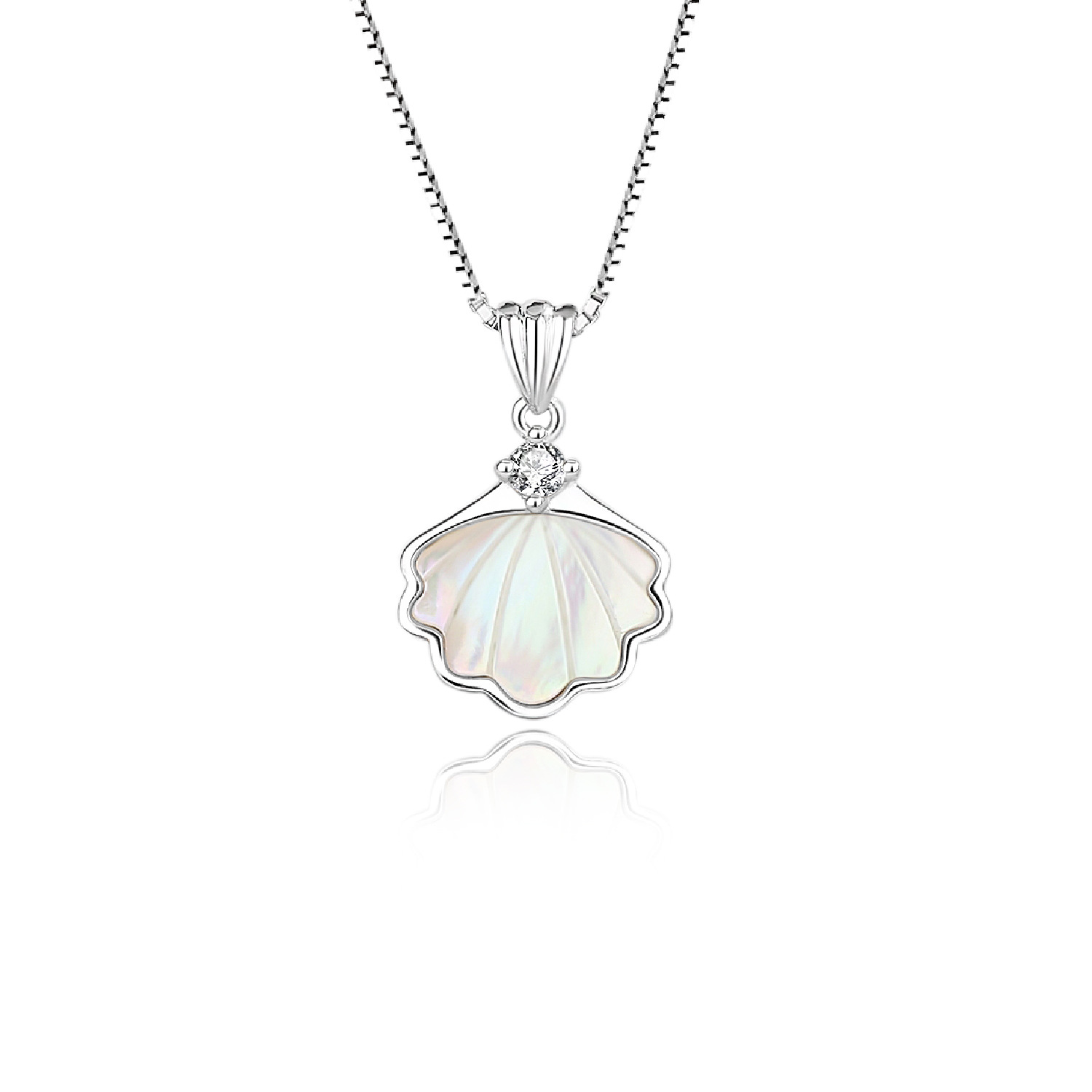 TaiYang New S925 Sterling Silver "One Shell for Life" Necklace, Mother of Pearl Pendant Minimalist Collarbone Chain for Women