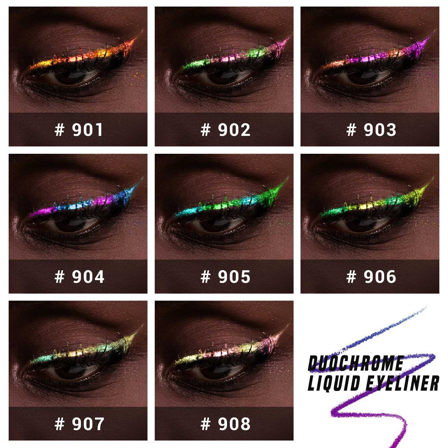 CHARMACY Duochrome Glitter Liquid Eyeliner Waterproof Longlasting UltraFine Tip Smudgeproof Eye Liner Makeup for WomenL251024