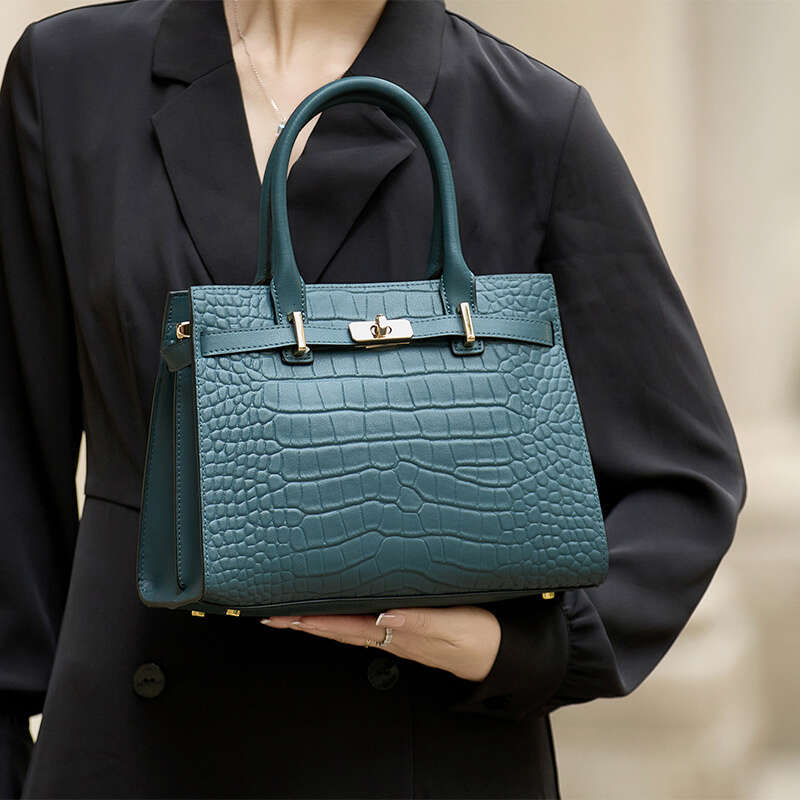 Zooler Handbag ZOOLER Women's Genuine Alligator-Texture Handbag Elegant Golden-Tone Hardware & Adjustable Crossbody/Handbag Strap, Zipper Closure