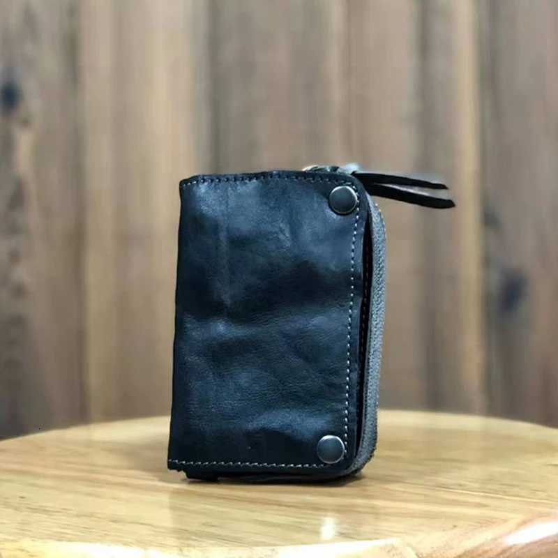 Vintage Genuine Leather Double Layers Wallet Daily Mini Key Bag Purse Crazy Horse Leather Coin Purse Cowhide Casual Cards Holder Z251023