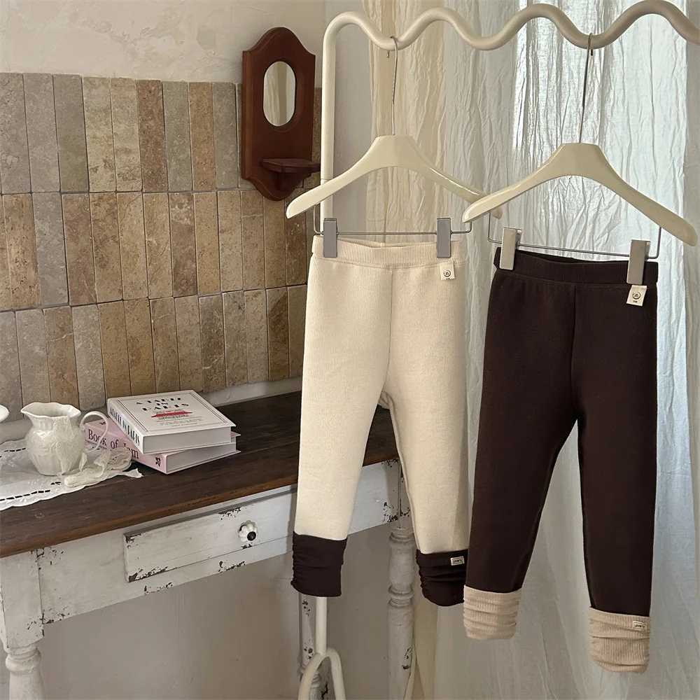 Ins Autumn Winter Kids Girls Velvet Leggings Spliced Fleece Skinny Stretch Baby Girls Pants Slim Fit Pile Warm Child Girl PantsT251024