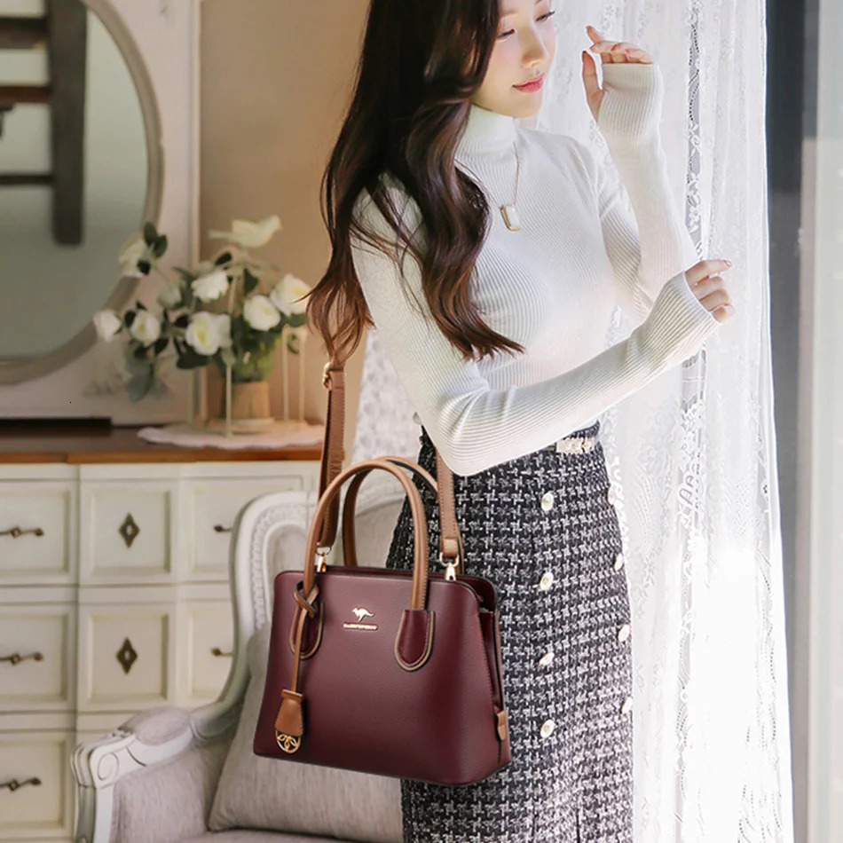 2 Layers Quality Leather Handbags Women Bags er Crossbody Bags for Women 2024 Large Capacity Tote Bag Sac A Main 251023