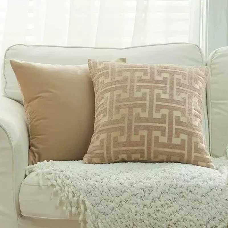 1pc Embroidery Detail Cushion Cover Without Filler Modern Throw Case for Sofa Home Decor 30x50CM 45x45CM case W251024