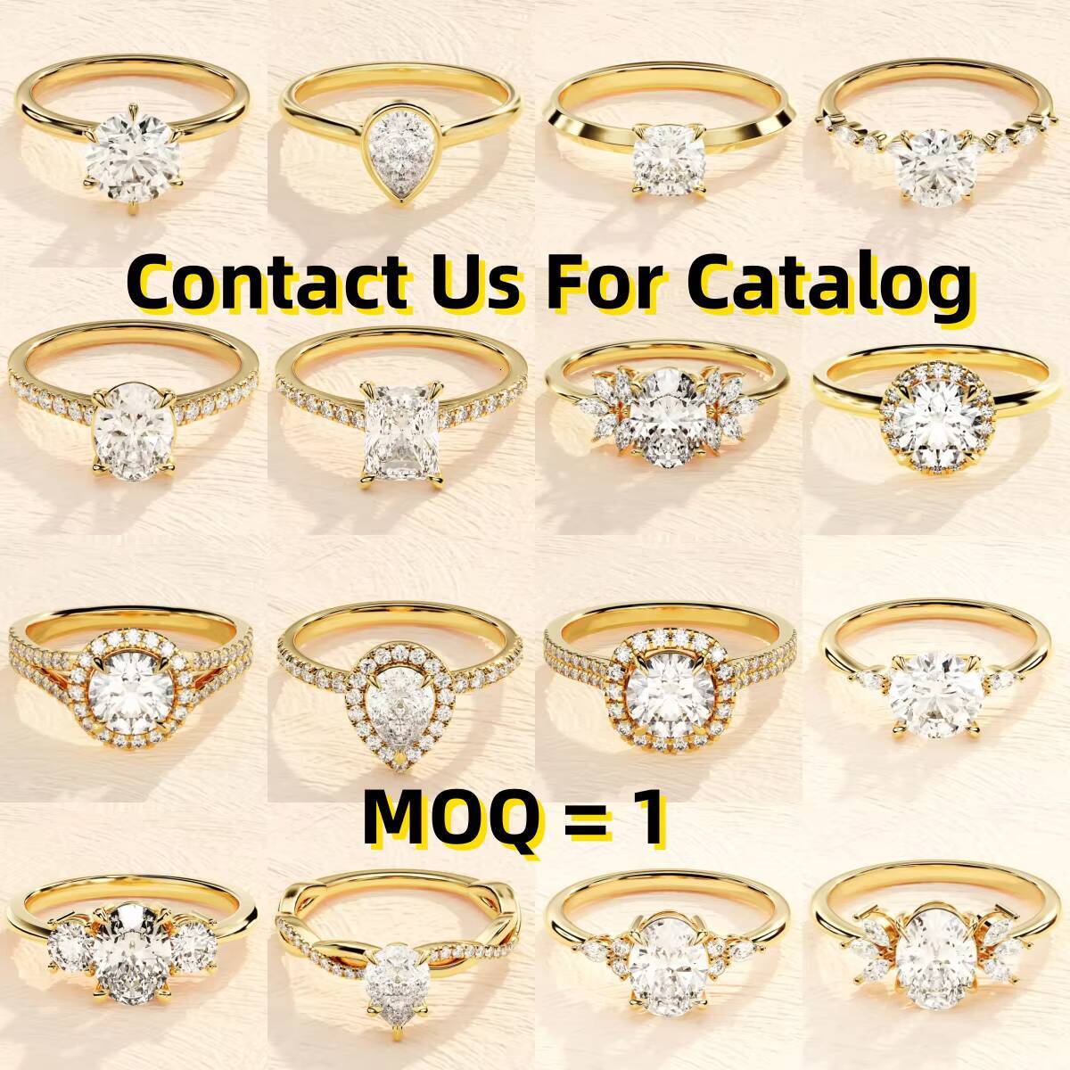 Custom High Quality 10k 14k 18k Solid Real Gold Vvs Moissanite Diamond Ring Wedding Engagement Rings for Women Men Jewelry