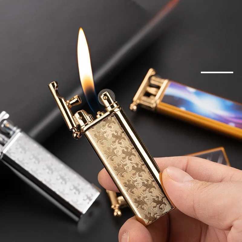 Inflatable Butane Gas Lighter Retro Grinding Wheel Double Sided Relief PortableSmoking Accessories High Flame Cigarette Lighters1 D251024