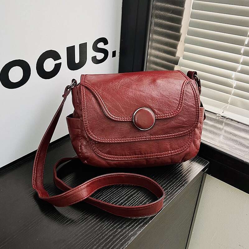 Washed Versatile 2025 Autumn Winter Soft Leather Women's Crossbody Large Capacity Small Square Shoulder Bag