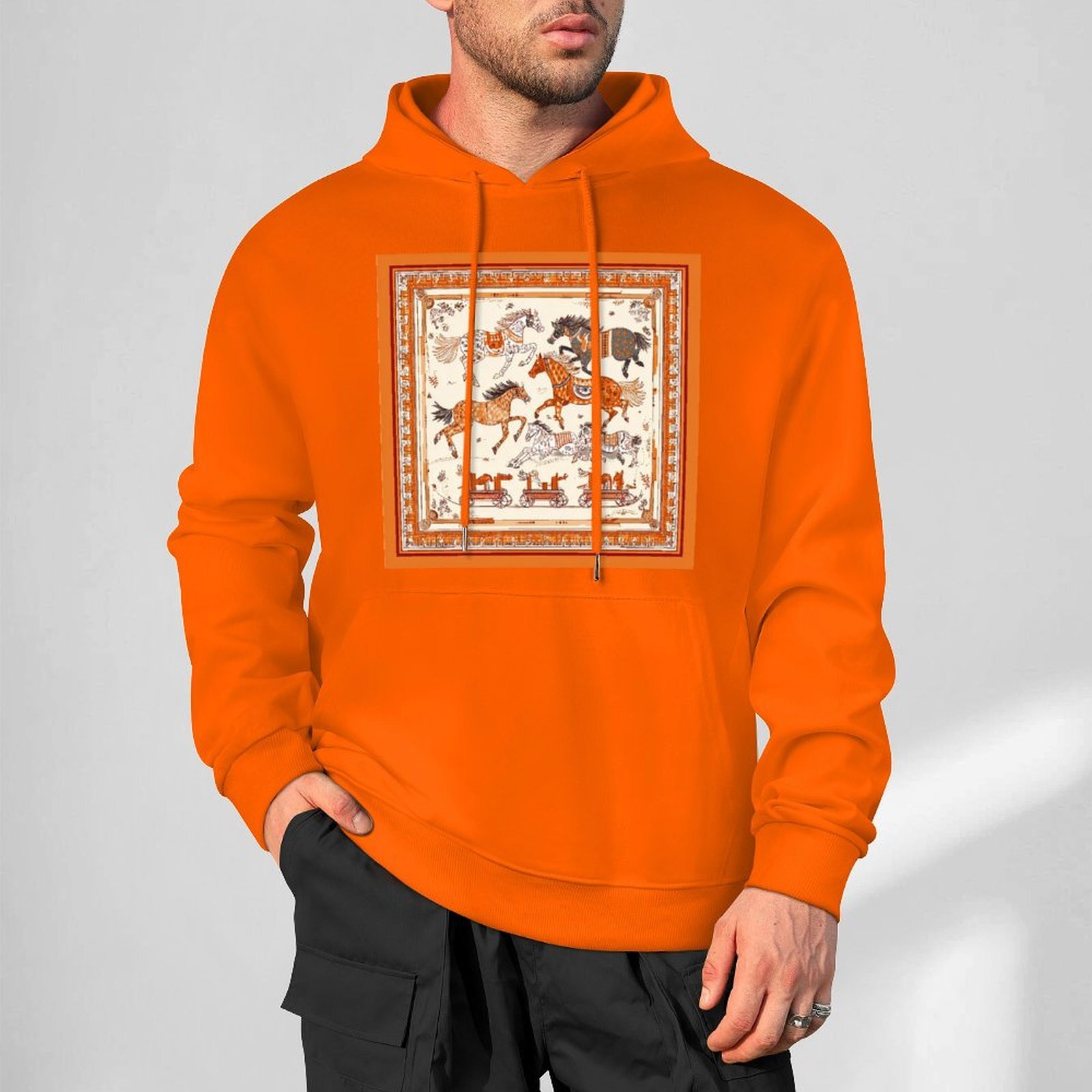 H Designer Fall Winter Hoodie Luxury Horse Print Design Unisex Long Sleeve Streetwear Hip Hop Oversized Fit Hoodie Men's Fashion Apparel H42