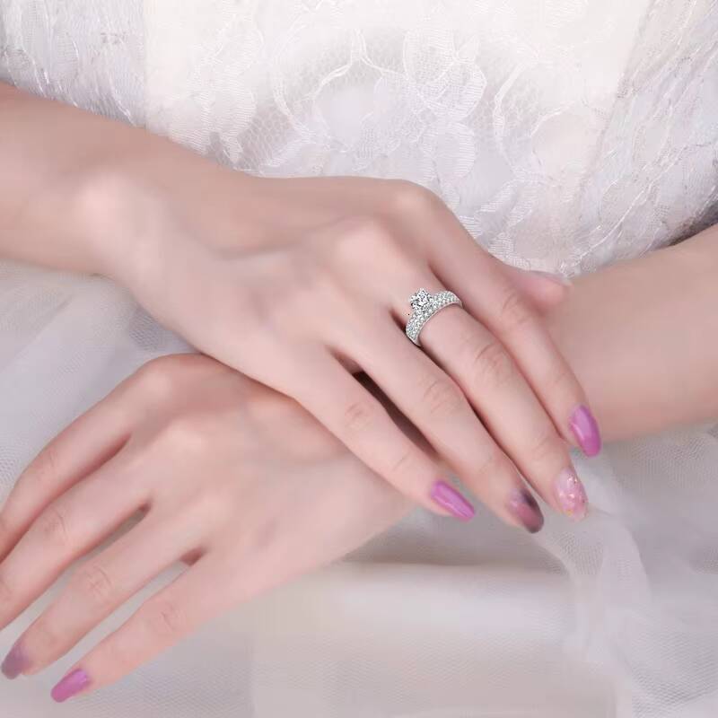 Moissanite Engagement Ring Fine Jewelry 925 Sterling Silver Rhodium Plated Ring Zircon Lovers Wedding Ring Stacking