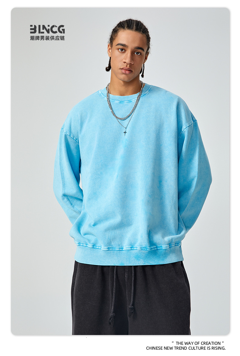 BG Designer Hoodie Jacket Tracksuit Men Polo Veste Coat Heavyweight 360G Terry Cotton Washed Sweatshirt Men Loose Round Neck Snowflake Large Size Pull