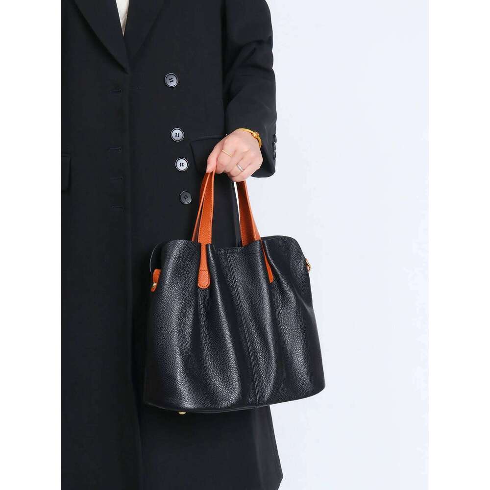 Large Capacity Ladies Commuter Tote Top Layer Cowhide High-End Feelings Satchel Women's Handbag Leather Crossbody Bag