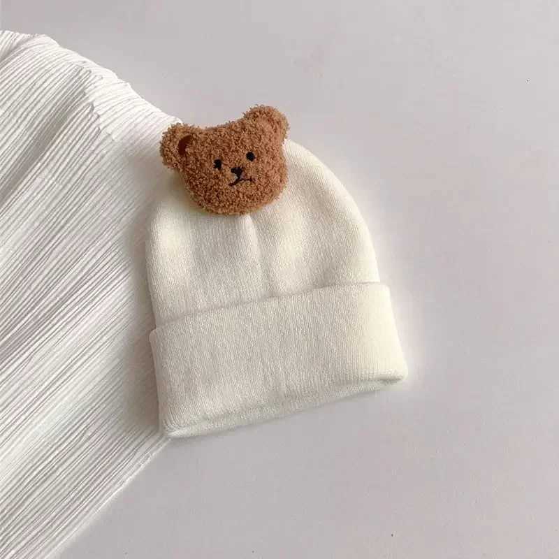 Cartoon Bear Baby Knitted Hat Autumn Winter Warm Newborn Infant Beanies for Boys Girls Soft Comfortable Toddler Kids BonnetL251024