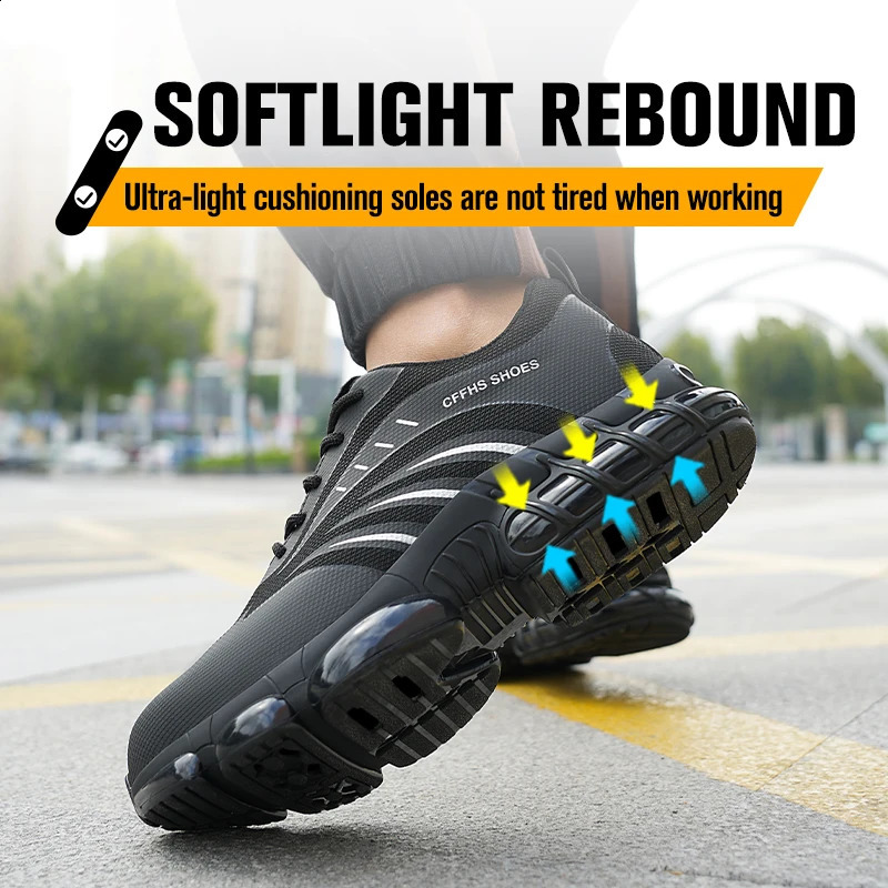 Breathable lightweight and comfortable antismash and antipuncture safety shoes 251023