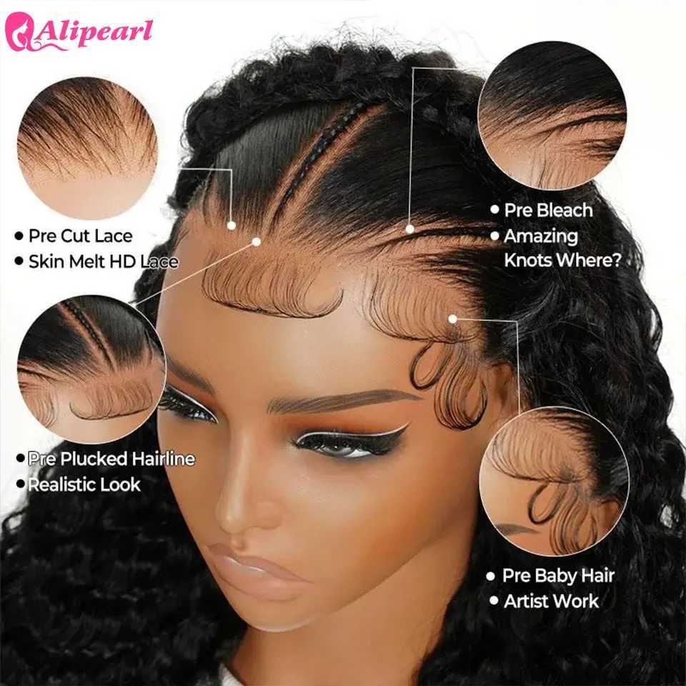 Alipearl Hair Pre Braided Stylist Wig Deep Wave 13x4 Lace Frontal Wig Pre Styled Pre Plucked W251023