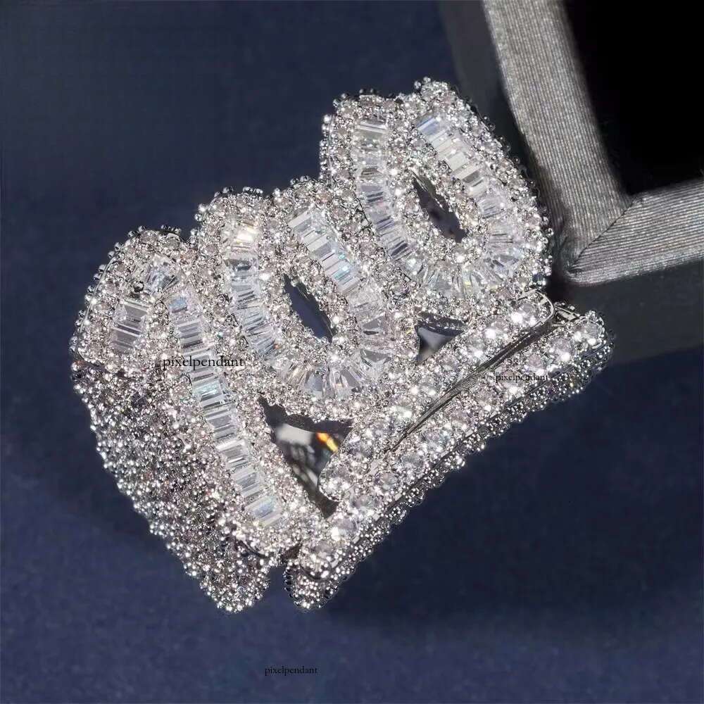 Ready to Ship Lan Dia Custom Sier Vvs Moissanite Iced Out Hip Hop Jewelry Mens Ring