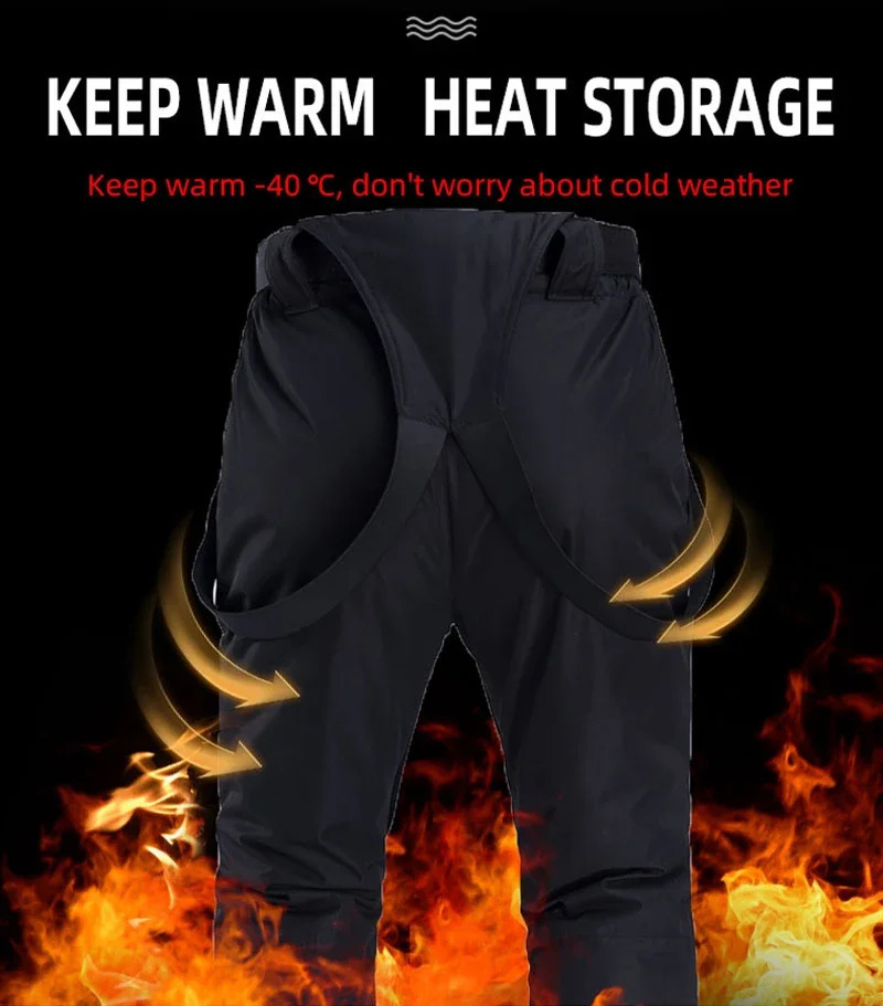 Winter Outdoor Men's Ski Pants With Adjustable Straps Breathable Waterproof Windproof for Hiking Snowboarding Costume Overalls 260831 - view 5