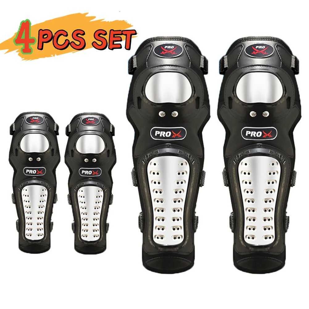 4PCSSet Motorcycle Riding Knee Pads Stainless Motorcycle Racer Knee Elbow Protector Set Motocross Protector Pad Guards Knee PadW251024