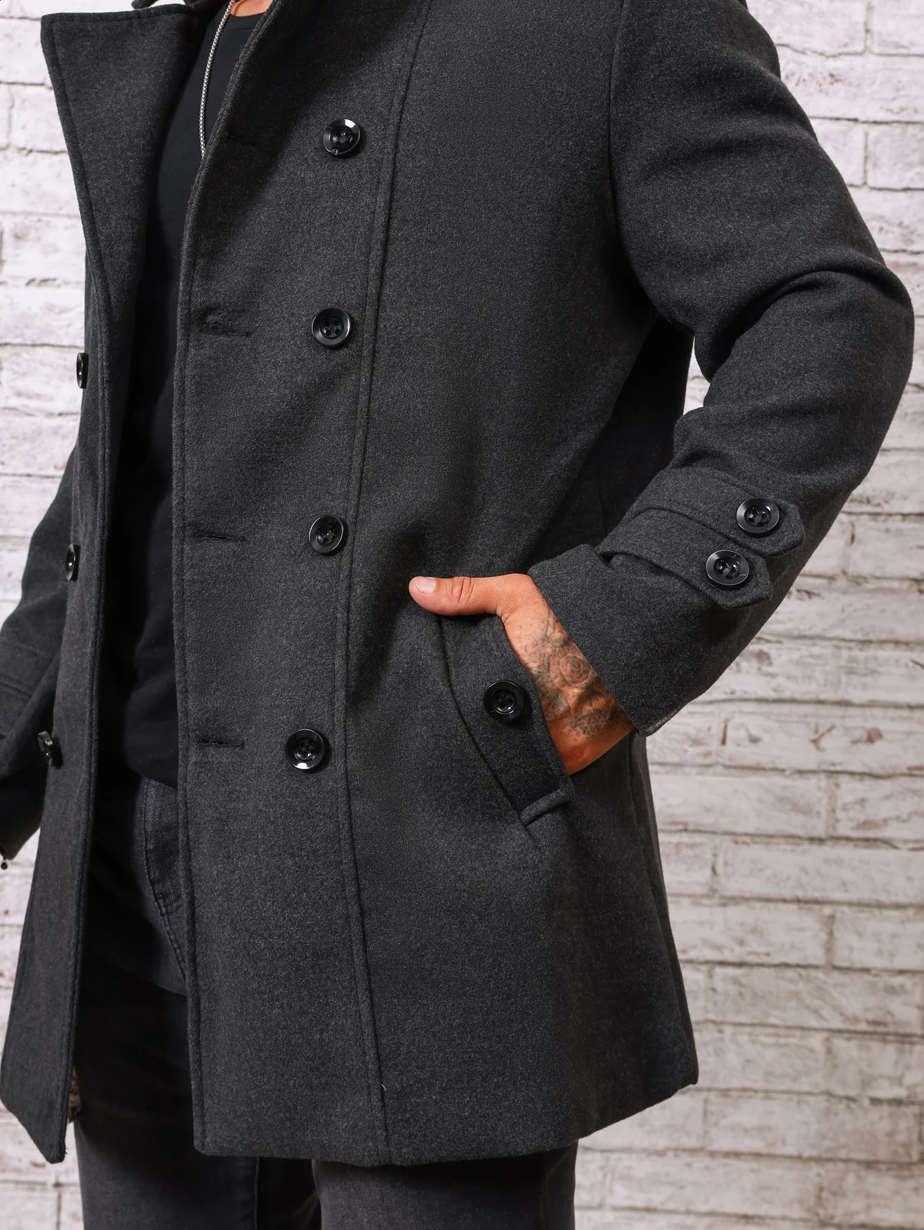Mens Woolen Overcoat Jacket Solid HighEnd Autumn Winter Fashion Stand Collar Slim Fit Business Casual Daily Wear 251018