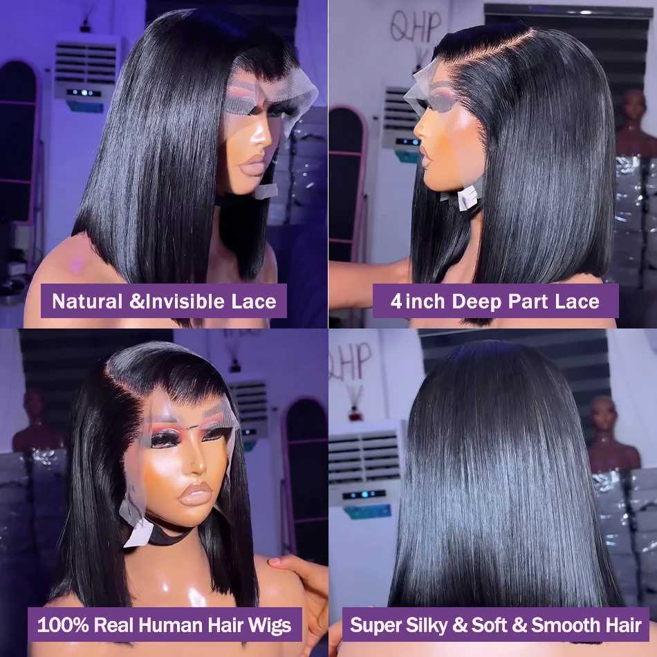 13x4 Straight Lace Frontal Bob Wig Pre Plucked Remy Bone Straight Short Bob Wig 4x4 Human Hair Wigs Brazilian Hair Wig For Women W251023