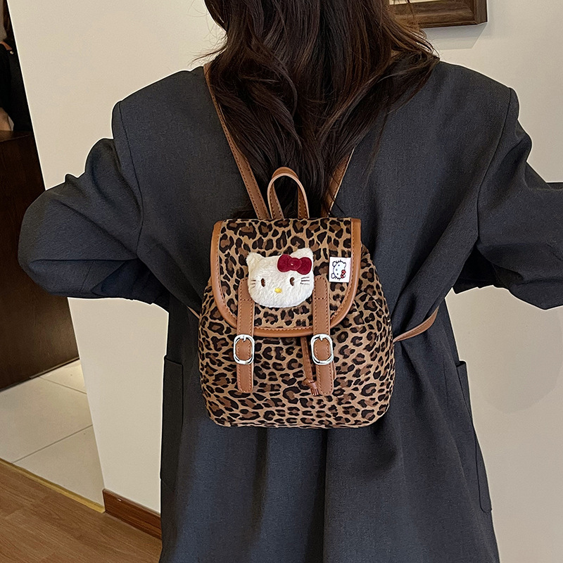 Autumn and winter hot selling new item super popular women's leopard print backpack retro suede mini designer backpack