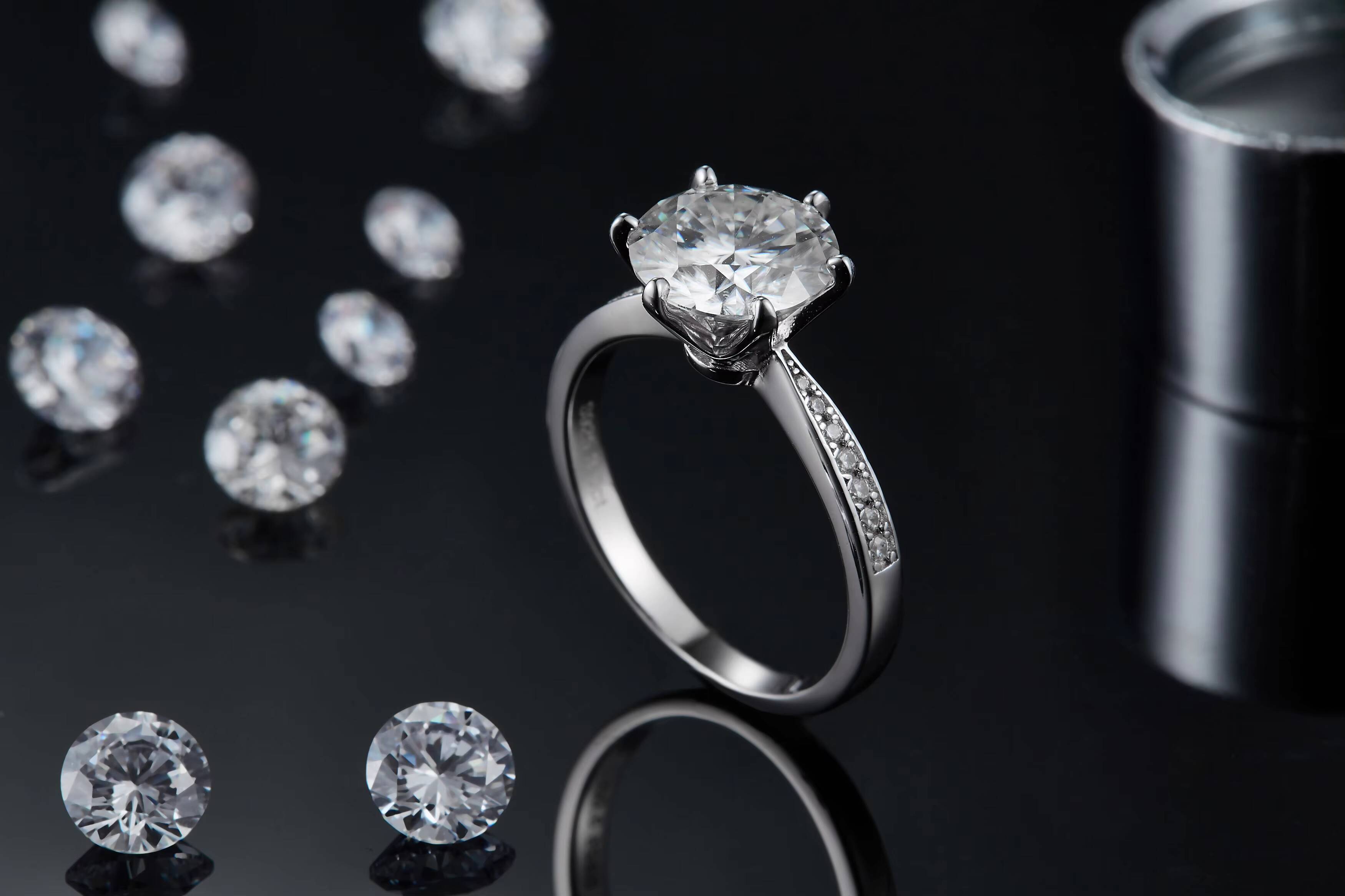 Jewelry Plated Ring for Women Wedding Bands Engagement Rings Gold Moissanite D VVS 925 Sterling Silver New Geometric M21E White