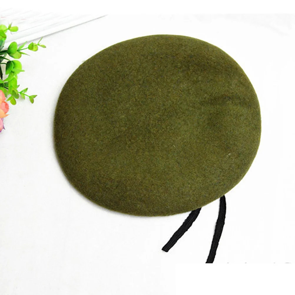 Unisex Pure Wool Beret Hat Army Green Lightweight Warm Comfortable Driving Peaked Cap Sunscreen Spring Autumn Fashion 251023