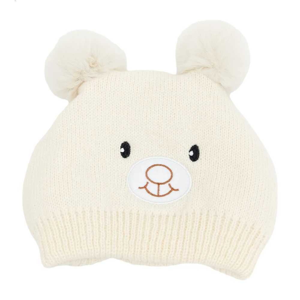 Cute Plush Bear Knitted Hat Baby Winter Warm Wool Beanie Newborn Supplies Boys and Girls Earmuffs MINISO Winter HatL251024