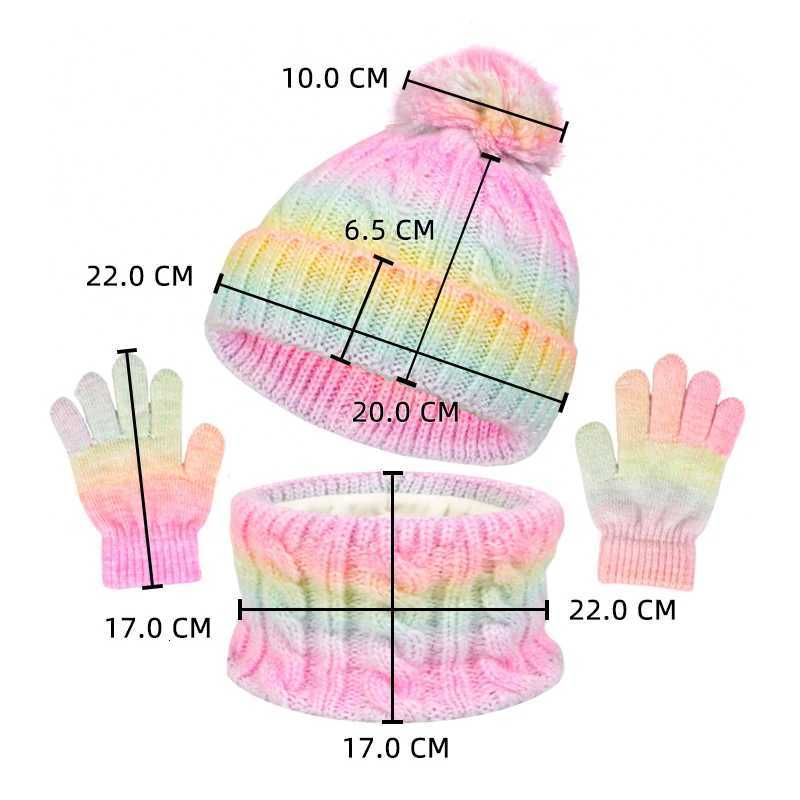 3Pcs Children Winter Hat Scarf Gloves Set Fleece Lining Warm Kids Knitted Hat Suit for Girls Boys Child Cap Kids Beanie 38YL251024