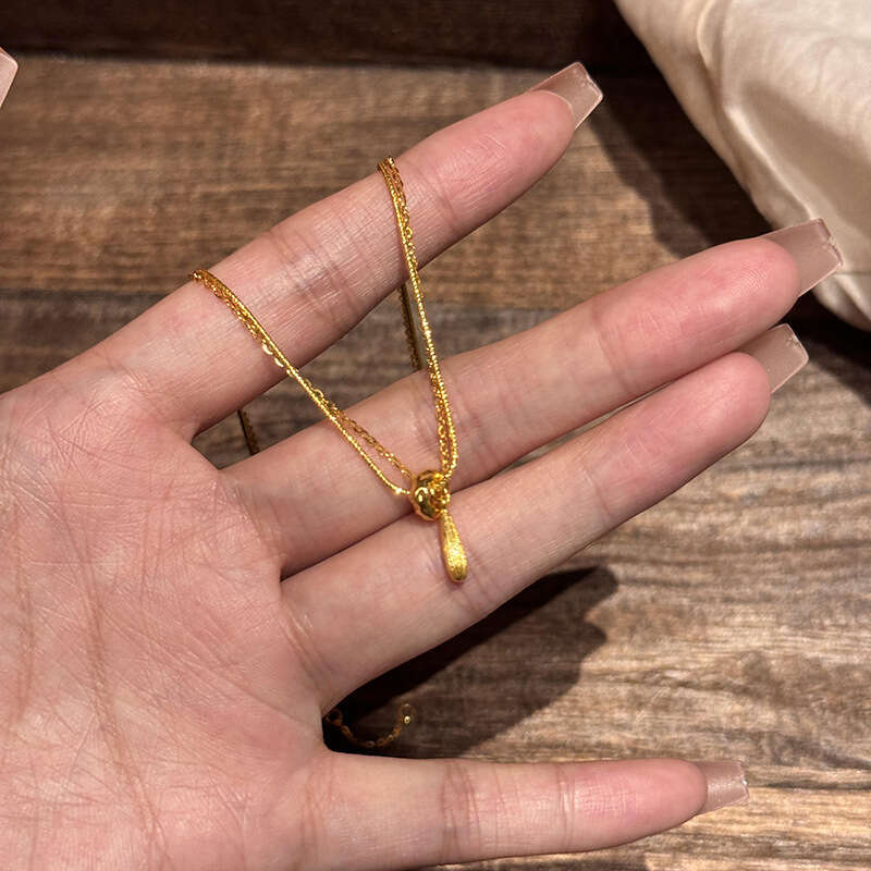 Necklace Designer luxury pendant necklace Water Drop for Women men Exquisite retro High End wire drawing process copper plated with 18K gold Festival 