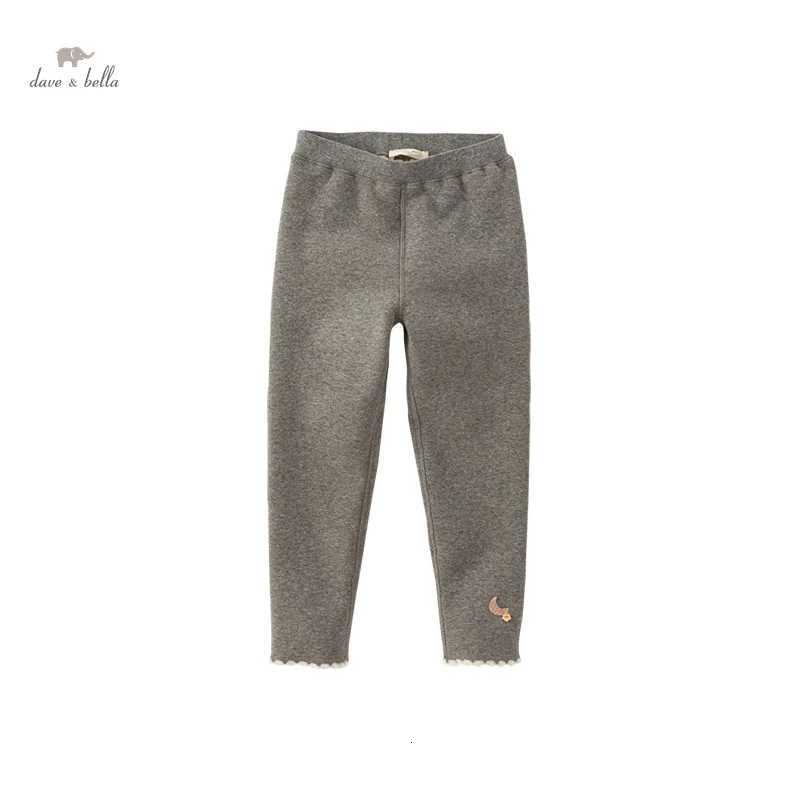 Dave Bella Childrens Girls Pants 2023 New Winter Casual Fashion Plush Tight Pants Warm Leggings Sport Outdoor DK4238189T251024