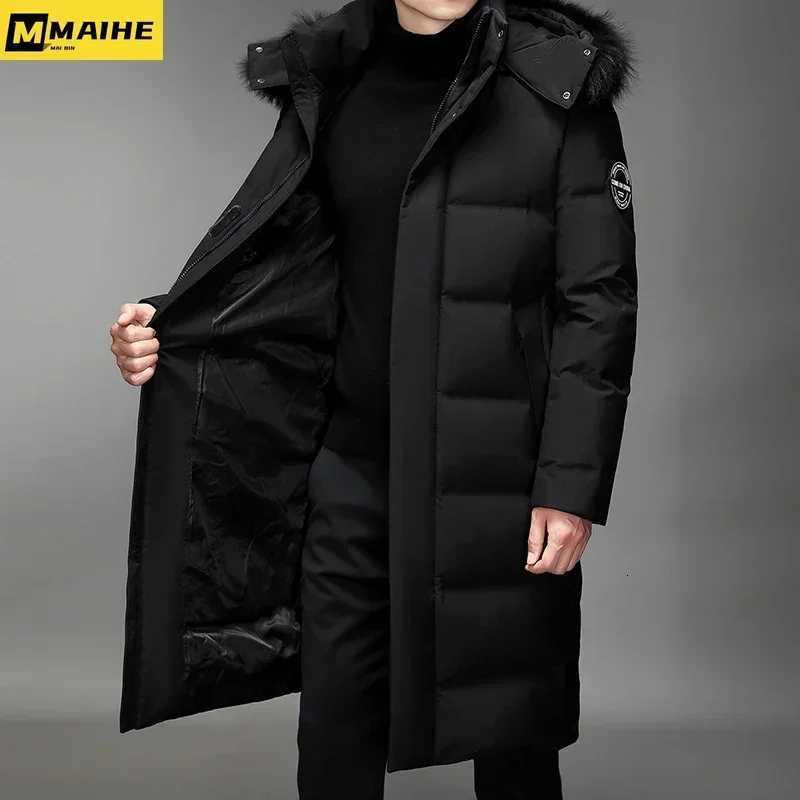 Mens Thickened Down Jacket 30 Winter Warm Down Coat 2024 New Men Fashion Long White Duck Hooded Down Parkas Plus Size 5XL Z251024
