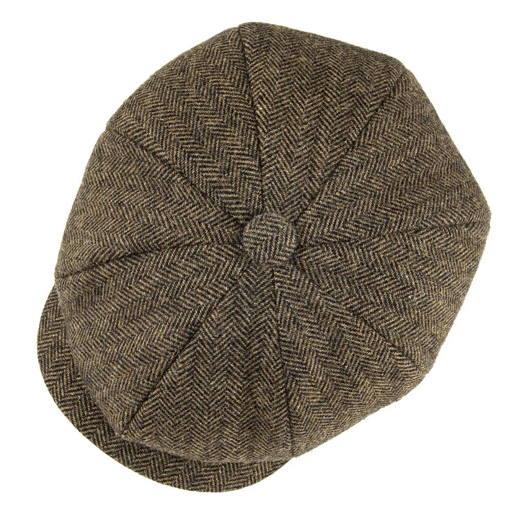 BOTVELA Wool Tweed sboy Cap Herringbone Men British Gatsby Retro Hat Driver Flat Cap for Male Vintage Herringbone Beret 251021
