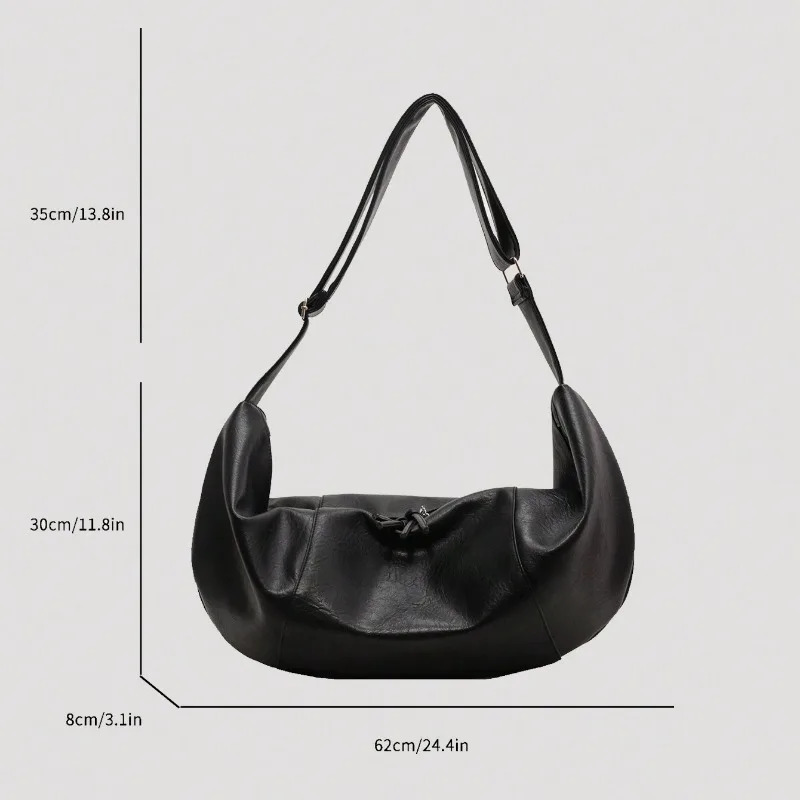 Stylish Dumpling Shaped PU Crossbody Bag for Men Suitable for Casual Outings and Large Capacity Needs 251023