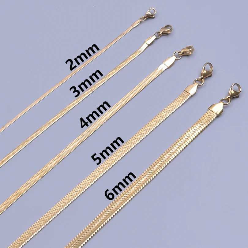 Stainl Steel Chain Necklace Width 23456mm Flat Blade Necklace Snake Bone Chain Men Womens Trend Jewelry Accories GiftXJ251024