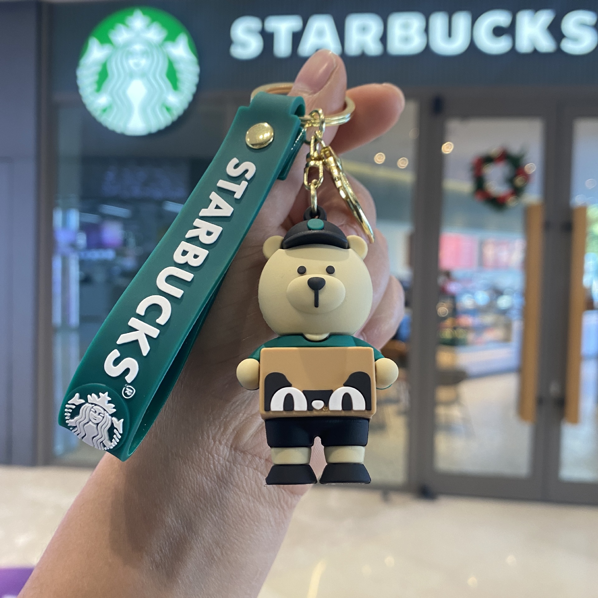 Starbucks Milk Tea Cup Keychain & Bear Plush Charm Couple & Student Backpack Accessory Small Gift 2026 Xmas