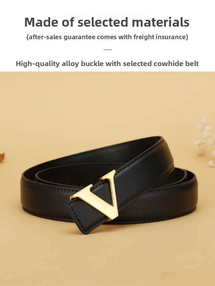 New Fashion Womens Belt Business Alloy Letter V Buckle Everyday Multifunctional Decorative Belt W251024