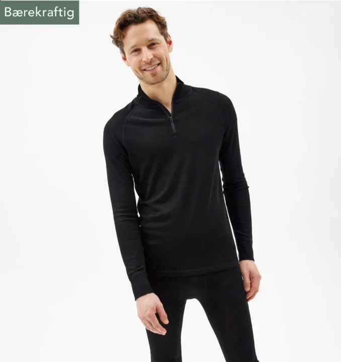 Merino Wool Base Layer Top for Men 14 Zip Merino Wool Long Sleeve Thermal Shirt Sport Top Odor Resistance Breathable Quick Dry 251018