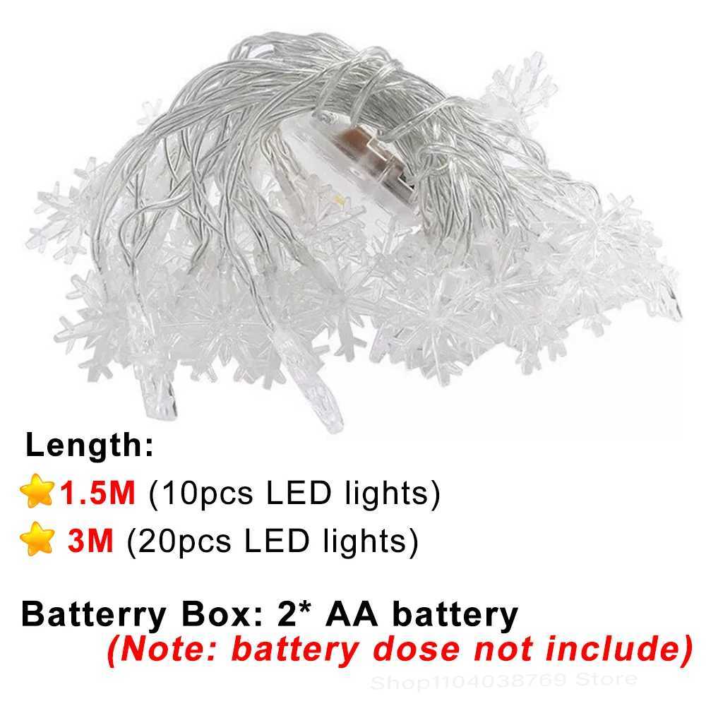 Christmas String Lights LED Acrylic Clear Star Snowflake Xmas Tree Long Lamp Strings Light Hanging Ornaments Home Party Decor C251024