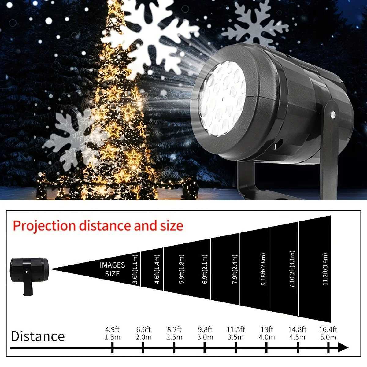 USB Powered Snowflake Projector Light White Snow Pattern Rotating LED Stage Lamp for Holiday Party Christmas Decor New Year Gift C251024