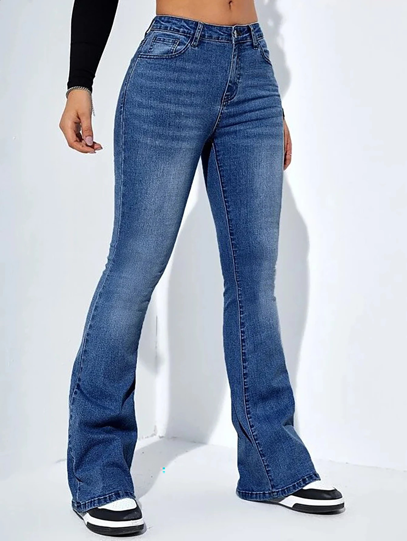 Womens jeans high waist stretch comfortable flared pants Denim pants 251023