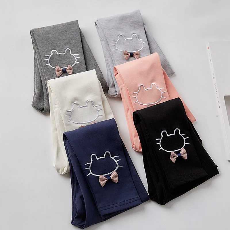 Kids Cats Bow Leggings 27T Girls Cartoon Cropped Pants Children Outwear Thin Style Trousers SkinnyPantsT251024
