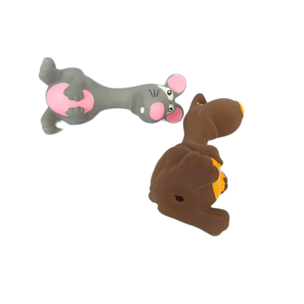 Rubber Squeaky Chewy Dog Toy Soft Natural Latex Screaming Sound Interactive Mouse Dog Toys with Bright Colors for Small and Medium Dogs 4pcs/Pack