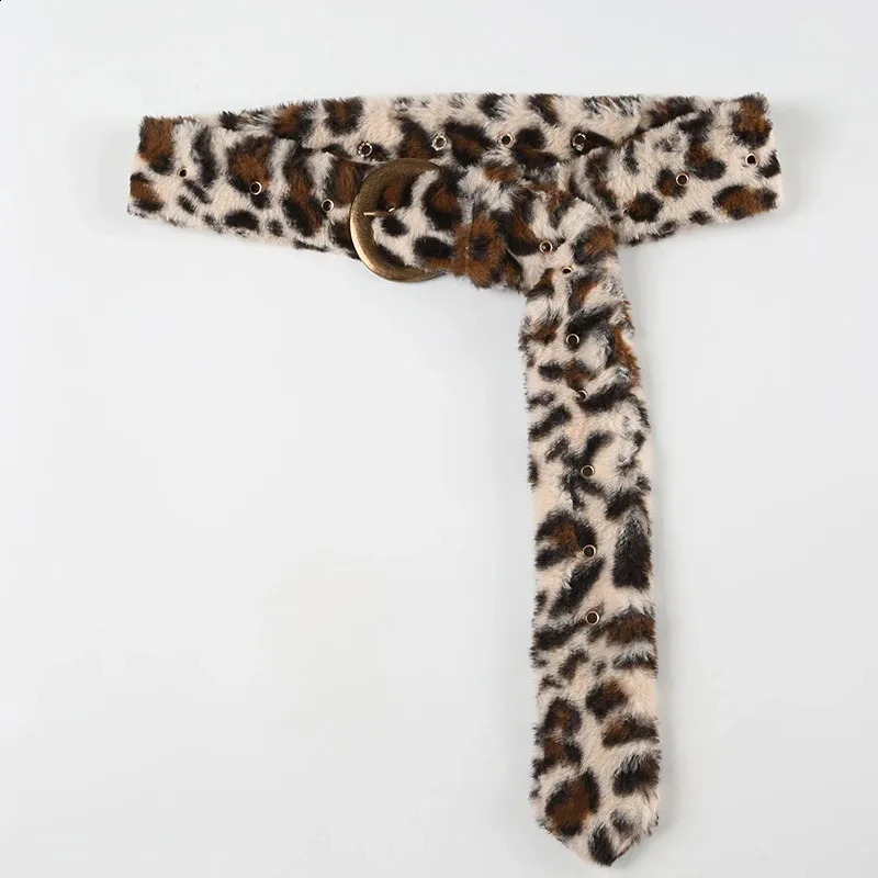 Leopard Print Plush Belt Fashionable Warm HipHop Adjustable Accessories Jeans Belt Personalized Dirty Style Belt 251013