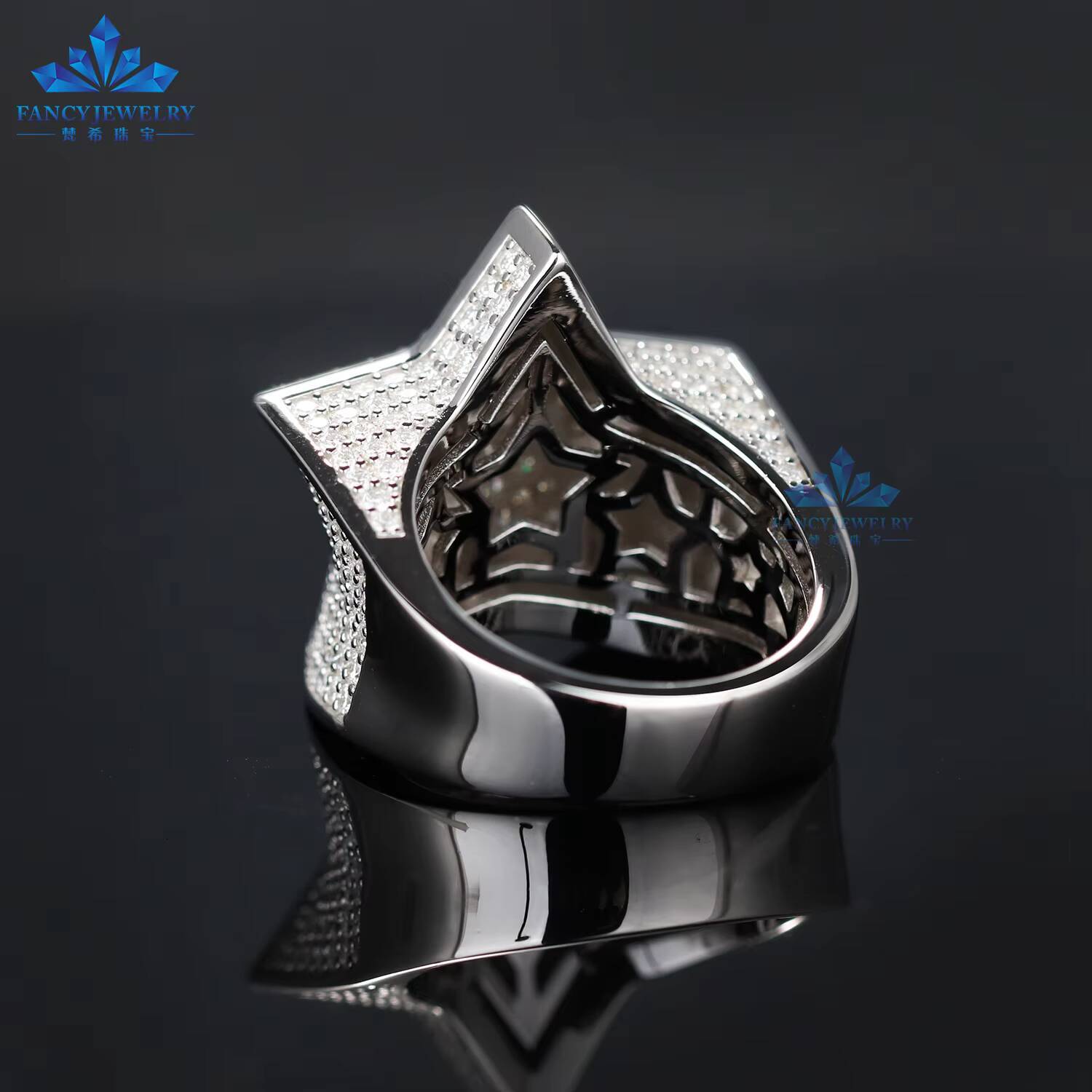 Trending Products 2025 Real Gold Plated Jewelry Moissanite Hiphop Ring Collection 925 Rings for Men Hip Hop Fine Jewelry