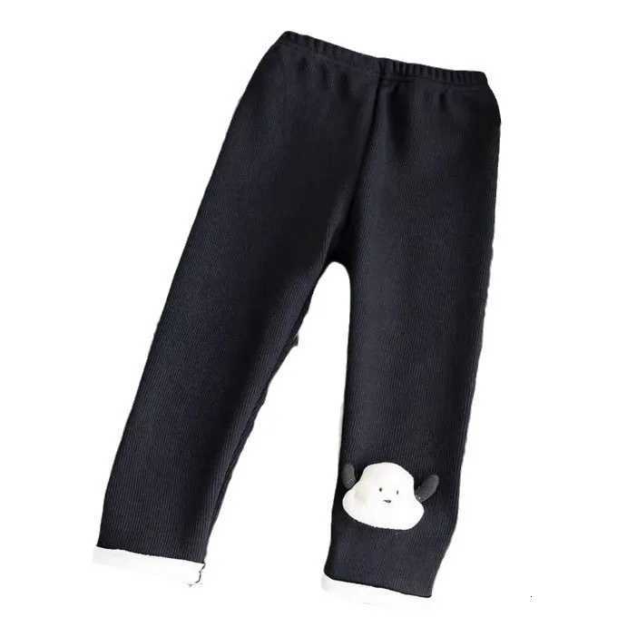 Thickened Fleece Bear Patterned Girls Base Layer Pants Winter Warm Trousers Outerwear for Babies Soft Cozy LeggingsT251024
