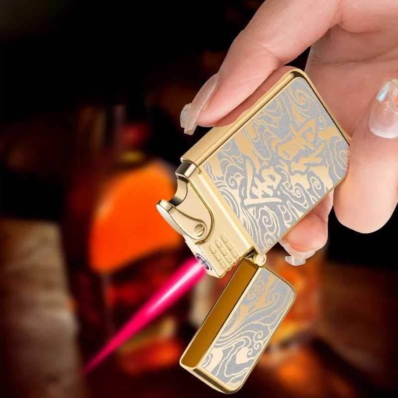 Creative Dragon Pattern Torch Lighter Red Jet Flame Butane Lighters Smoking Accessories Windproof Gas Lighters No Box D251024